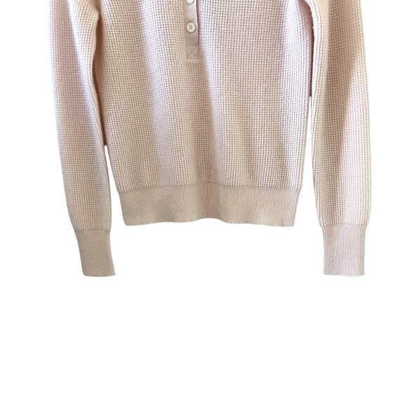 White + Warren Cashmere Waffle Henley Sweater In Pink Sand Size S - Picture 7 of 15
